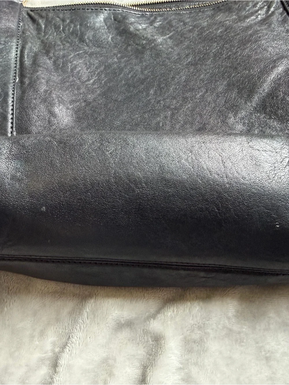 Michael Kors Black Leather Shoulder Bag with Gold Hardware
